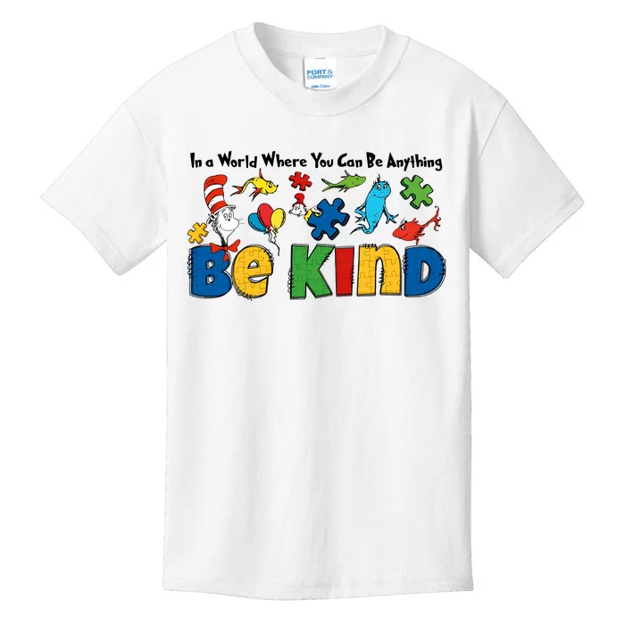 In A World Where You Can Be Anything Be Kind Autism Awareness Support Kids T-Shirt