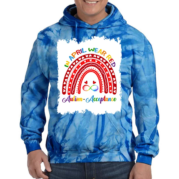 In April Wear Red Instead Autismacceptance Gift Tie Dye Hoodie