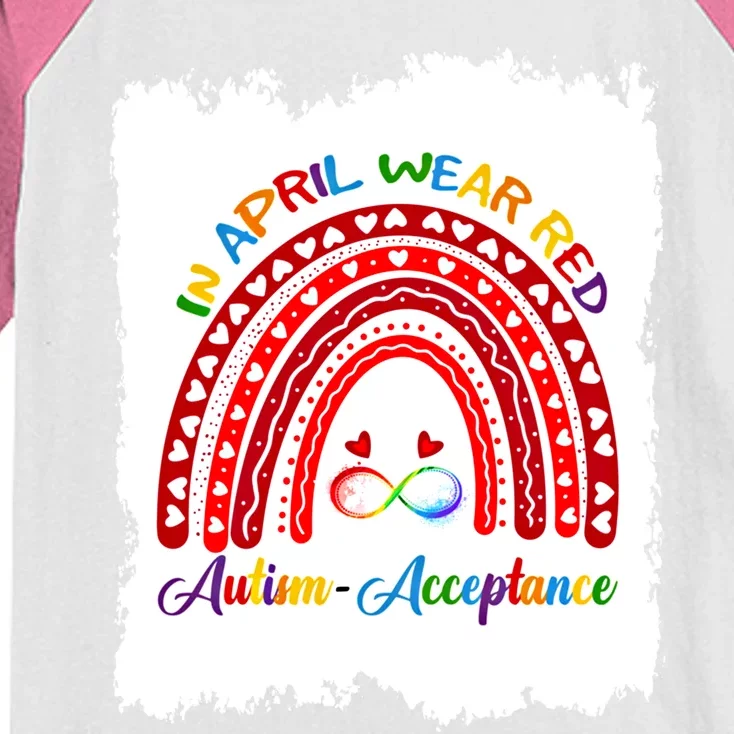 In April Wear Red Instead Autismacceptance Gift Kids Colorblock Raglan Jersey