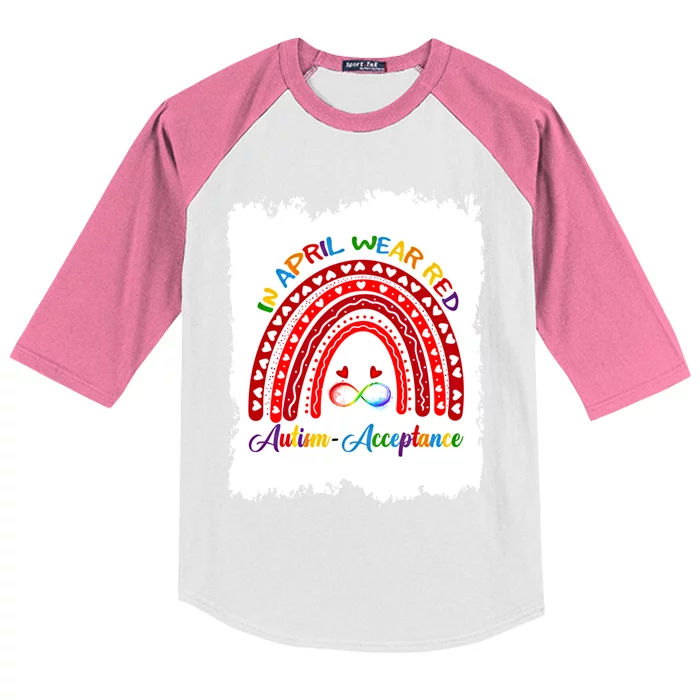 In April Wear Red Instead Autismacceptance Gift Kids Colorblock Raglan Jersey