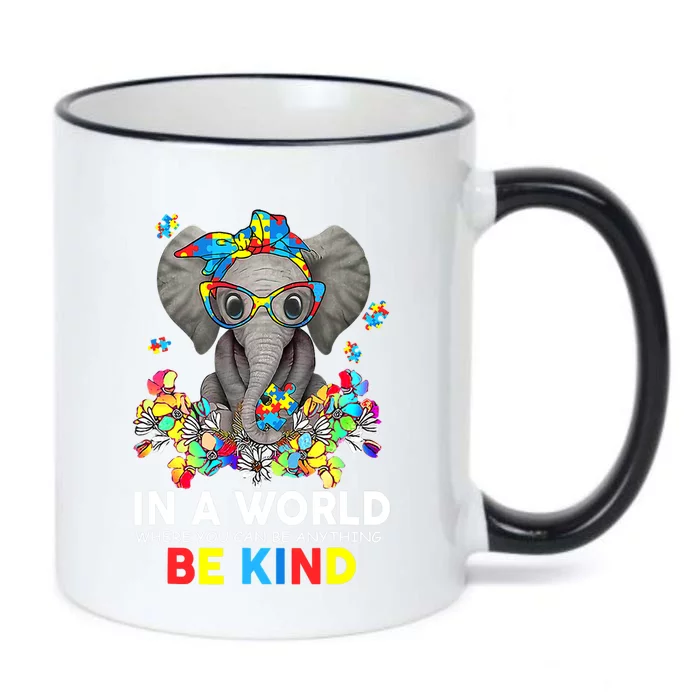 In A World Be Kind Cute Elephant Autism Mom Gift Black Color Changing Mug