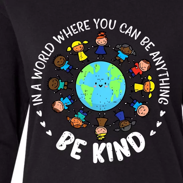 In A World Be Kind Earth Unity Day Orange Teacher Womens Cotton Relaxed Long Sleeve T-Shirt