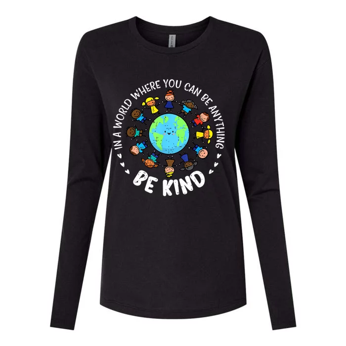 In A World Be Kind Earth Unity Day Orange Teacher Womens Cotton Relaxed Long Sleeve T-Shirt