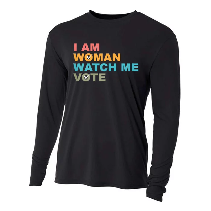 I Am Woman Watch Me Vote Cooling Performance Long Sleeve Crew