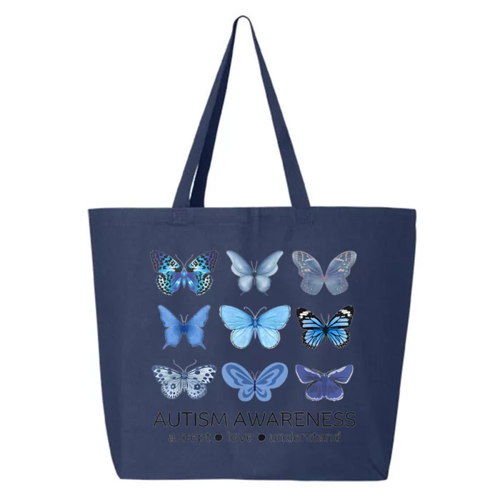 In April We Wear Blue Butterfly Autism Mental Health 25L Jumbo Tote