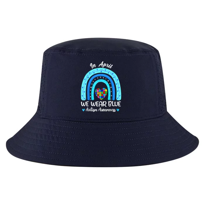 In April We Wear Blue Autism Awareness Month Puzzle Rainbow Cool Comfort Performance Bucket Hat