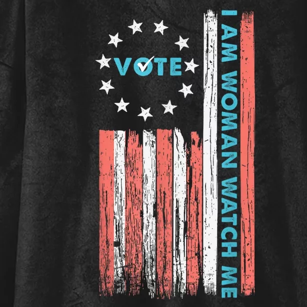 I Am Woman Watch Me Vote 2024 Hooded Wearable Blanket