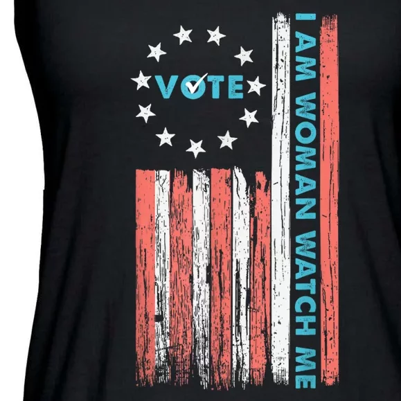 I Am Woman Watch Me Vote 2024 Ladies Essential Flowy Tank