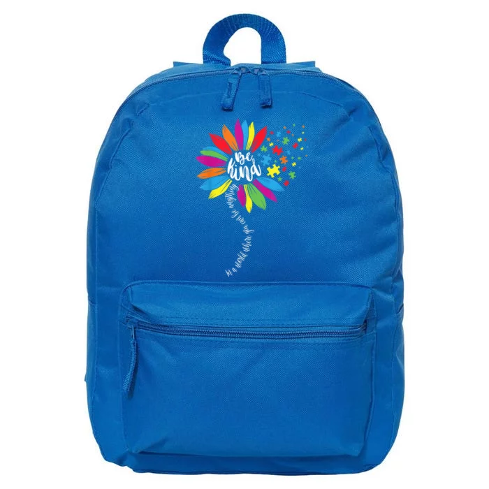 In A World You Can Sunflower Autism Awareness Be Kind Puzzle 16 in Basic Backpack