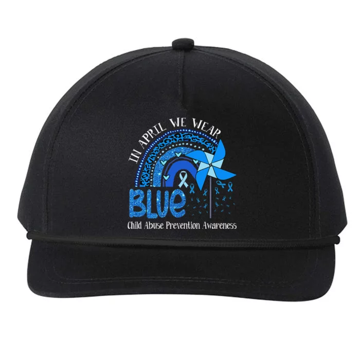 In April We Wear Blue For Child Abuse Prevention Awarenes Gifts Snapback Five-Panel Rope Hat