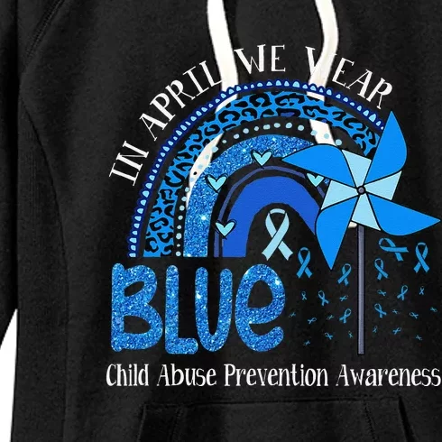 In April We Wear Blue For Child Abuse Prevention Awarenes Gifts Women's Fleece Hoodie