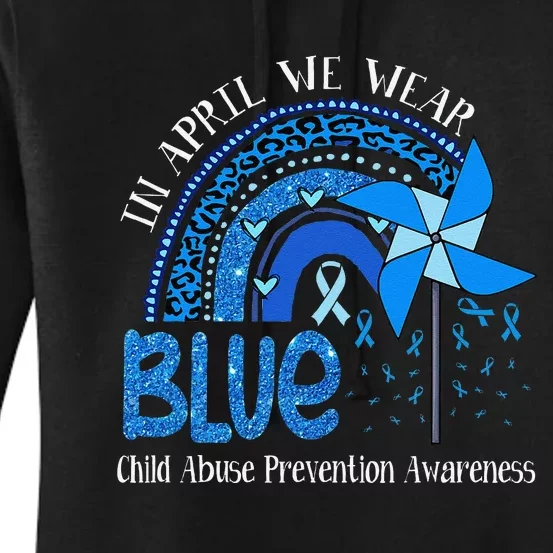 In April We Wear Blue For Child Abuse Prevention Awarenes Gifts Women's Pullover Hoodie