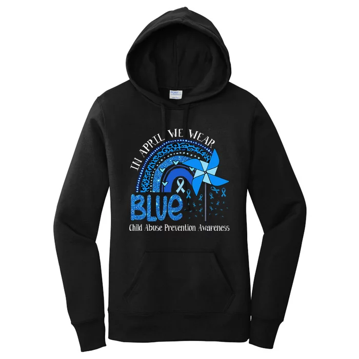 In April We Wear Blue For Child Abuse Prevention Awarenes Gifts Women's Pullover Hoodie