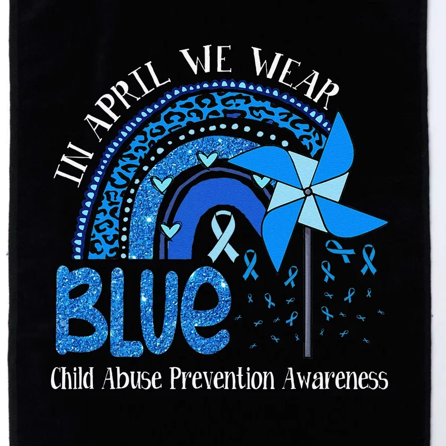 In April We Wear Blue For Child Abuse Prevention Awarenes Gifts Platinum Collection Golf Towel