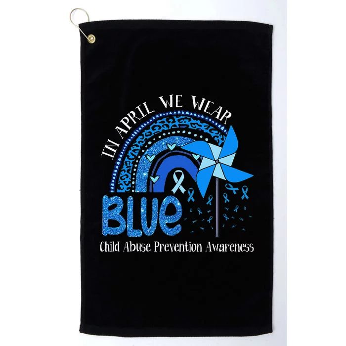 In April We Wear Blue For Child Abuse Prevention Awarenes Gifts Platinum Collection Golf Towel