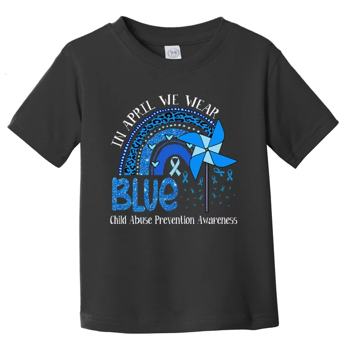 In April We Wear Blue For Child Abuse Prevention Awarenes Gifts Toddler T-Shirt