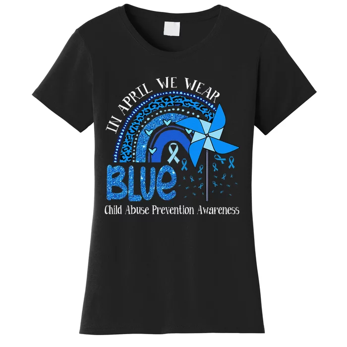 In April We Wear Blue For Child Abuse Prevention Awarenes Gifts Women's T-Shirt