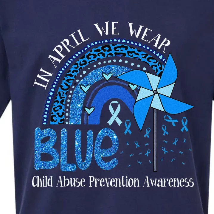 In April We Wear Blue For Child Abuse Prevention Awarenes Gifts Sueded Cloud Jersey T-Shirt