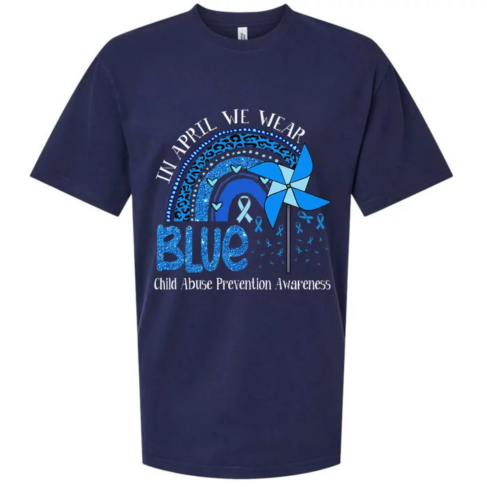 In April We Wear Blue For Child Abuse Prevention Awarenes Gifts Sueded Cloud Jersey T-Shirt