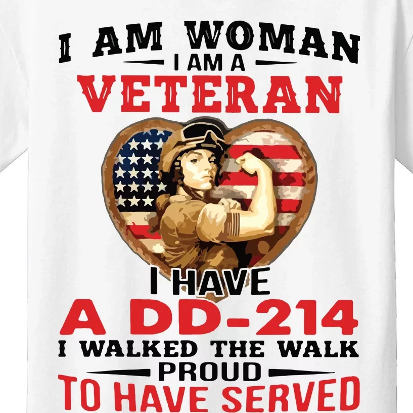 I Am Woman Veteran I Have A đ 214 I Walked The Walk To Have Served Kids T-Shirt