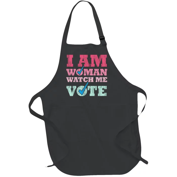 I Am Woman Watch Me Vote 2024 Full-Length Apron With Pocket