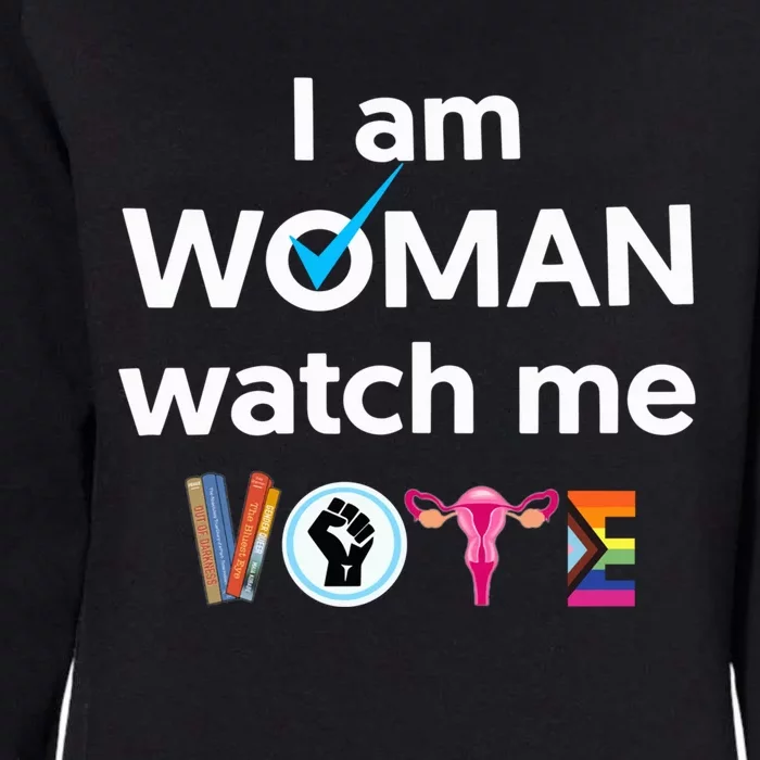 I Am Woman Watch Me Vote Childless Cat Lady Is Voting Kamala Womens California Wash Sweatshirt