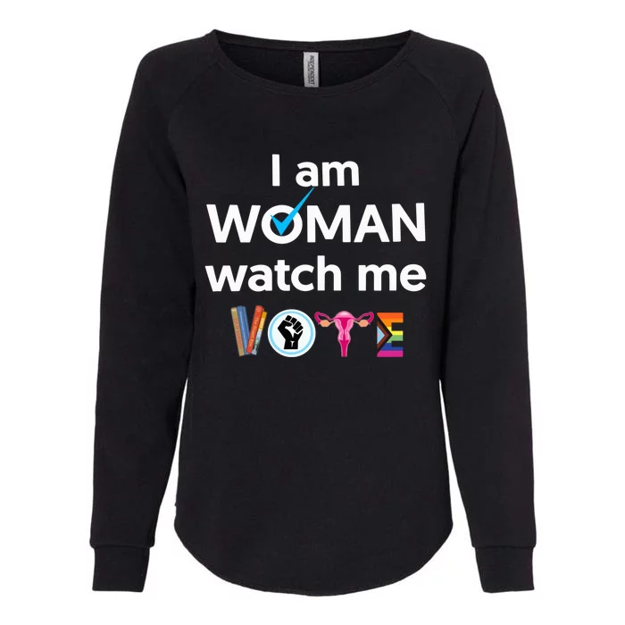 I Am Woman Watch Me Vote Childless Cat Lady Is Voting Kamala Womens California Wash Sweatshirt