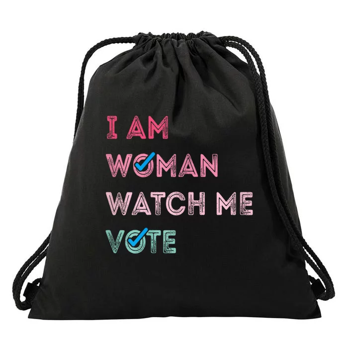 I Am Woman Watch Me Vote Drawstring Bag