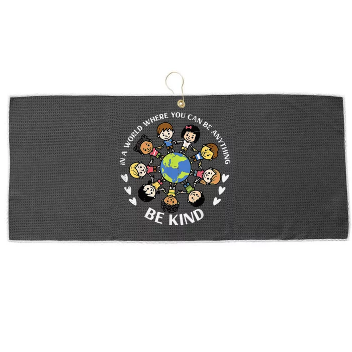 In A World Be Kind Earth Anti Bullying Unity Day Orange Large Microfiber Waffle Golf Towel