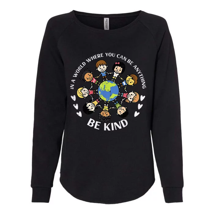 In A World Be Kind Earth Anti Bullying Unity Day Orange Womens California Wash Sweatshirt