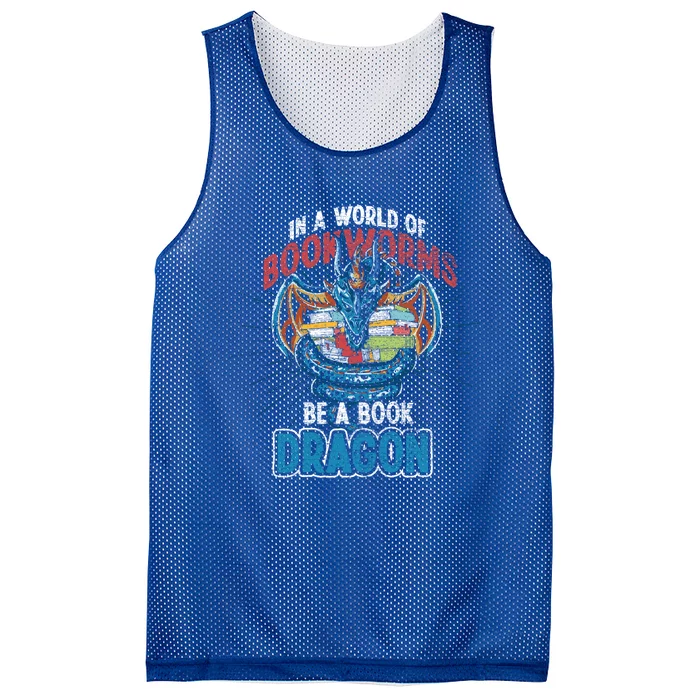 In A World Full Of Bookworms Be A Book Dragon Gift Mesh Reversible Basketball Jersey Tank