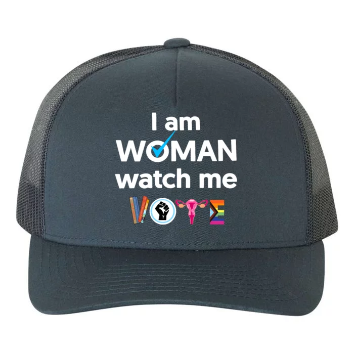 I Am Woman Watch Me Vote Yupoong Adult 5-Panel Trucker Hat