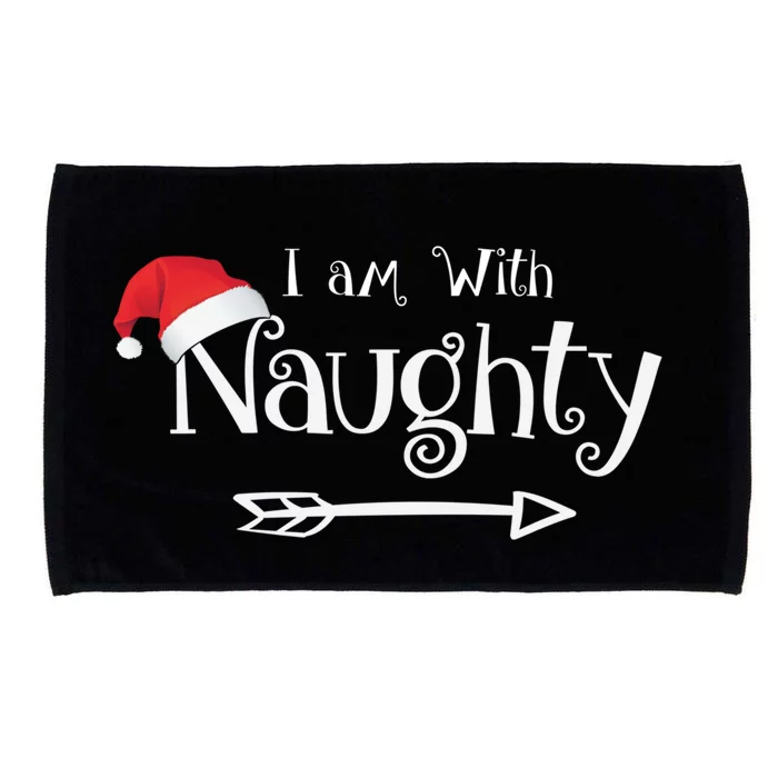 I Am With Naughty Or Nice Costume Matching Christmas Couples Meaningful Gift Microfiber Hand Towel