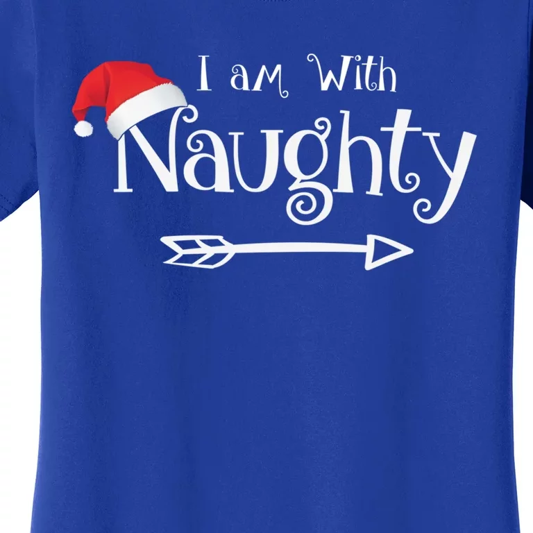 I Am With Naughty Or Nice Costume Matching Christmas Couples Meaningful Gift Women's T-Shirt