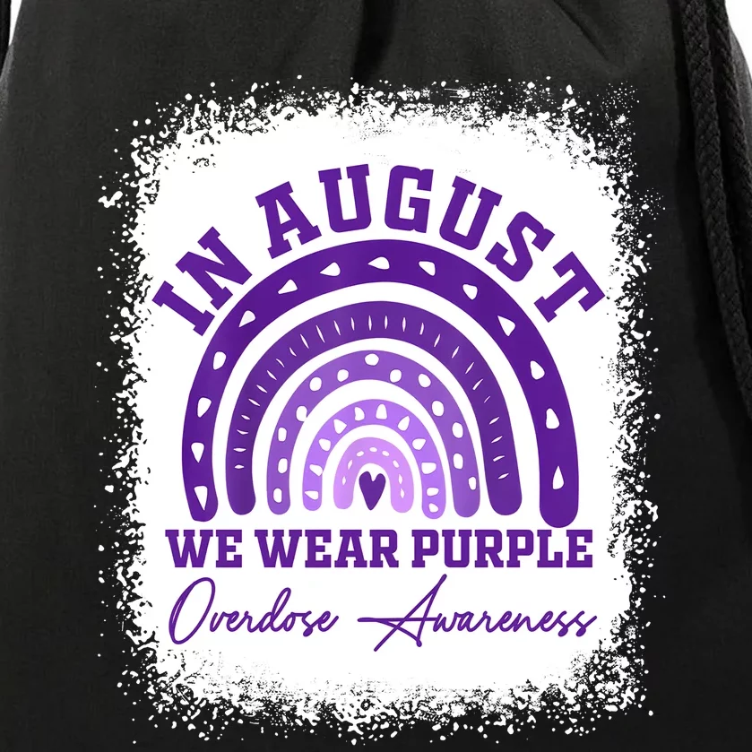 In August We Wear Purple Overdose Awareness Drawstring Bag