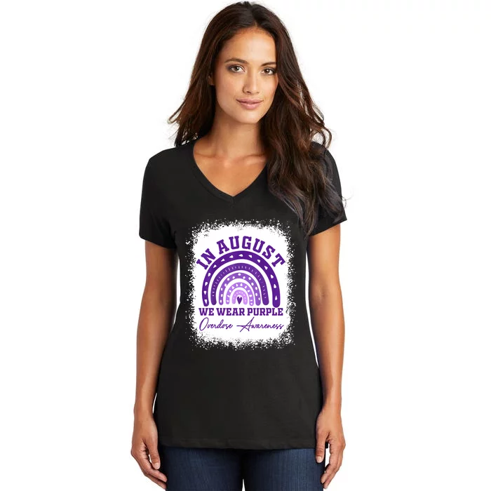 In August We Wear Purple Overdose Awareness Women's V-Neck T-Shirt