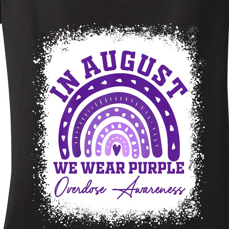 In August We Wear Purple Overdose Awareness Women's V-Neck T-Shirt