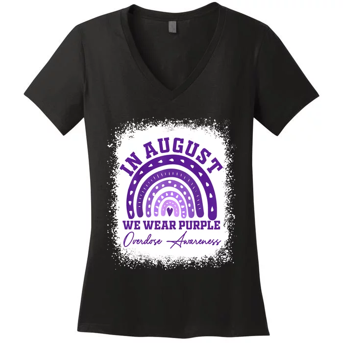 In August We Wear Purple Overdose Awareness Women's V-Neck T-Shirt