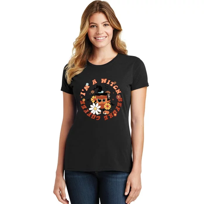 Im A Witch Before Coffee Halloween Skull Skeleton Pumpkin Gift Women's T-Shirt