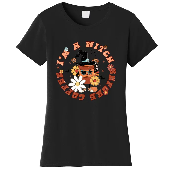 Im A Witch Before Coffee Halloween Skull Skeleton Pumpkin Gift Women's T-Shirt