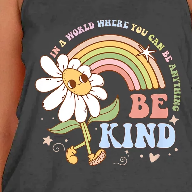 In A World Where You Can Be Anything Be Kind Kindness Women's Knotted Racerback Tank