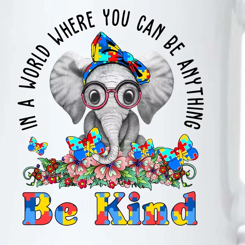 In A World Where You Can Be Anything Be Kind Autism Elephant Black Color Changing Mug