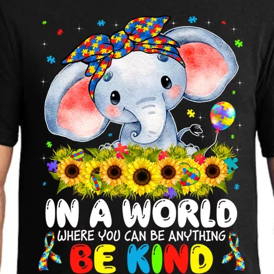 In A World Be Kind Cute Elephant Autism Mom Cool Gift Pajama Set