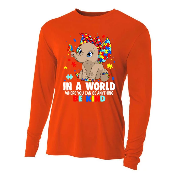 In A World Be Funny Kind Cute Elephant Autism Mom Cool Gift Cooling Performance Long Sleeve Crew