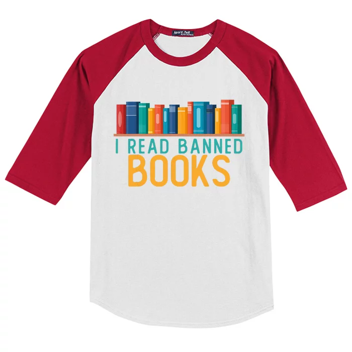 I Am With The Banned Books Funny I Read Banned Books Kids Colorblock Raglan Jersey