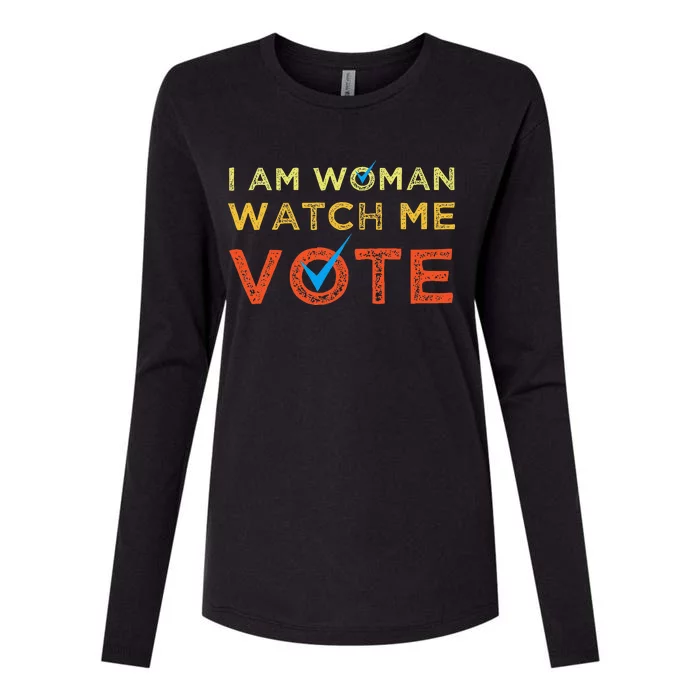 I Am Woman Watch Me Vote Womens Cotton Relaxed Long Sleeve T-Shirt