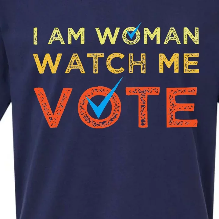 I Am Woman Watch Me Vote Sueded Cloud Jersey T-Shirt