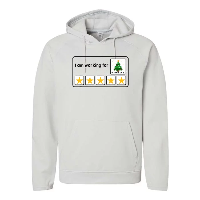 I Am Working For Christmas Break 5 Stars Xmas Tree Performance Fleece Hoodie