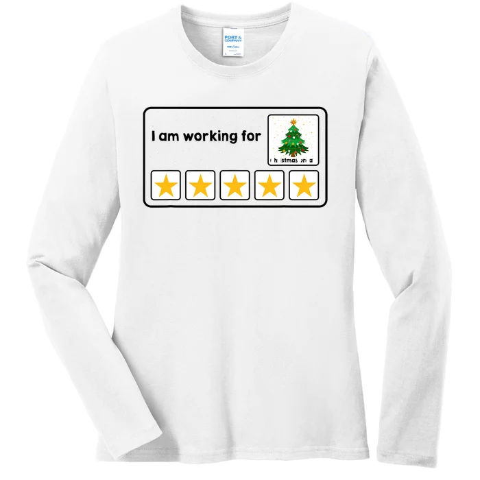 I Am Working For Christmas Break 5 Stars Xmas Tree Ladies Long Sleeve Shirt