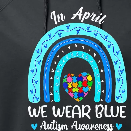 In April We Wear Blue ASD Awareness Puzzle Performance Fleece Hoodie